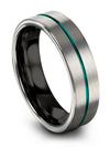 Matching Wedding Rings for Couples Grey Tungsten Grey and Teal Bands Cute Ring - Charming Jewelers