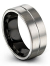 Wedding Grey Ring for His Engraving Tungsten Female Bands Grey Bands Plain Her - Charming Jewelers