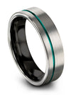 Tungsten Couples Promise Ring Polished Tungsten Ring Grey Rings Teal Cute Gifts - Charming Jewelers