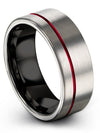 Wedding Ring Set Grey Tungsten 8mm Engraved Male Promise Bands Present for Her - Charming Jewelers