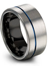 Woman&#39;s Anniversary Ring Tungsten Grey Blue Wedding Band Tungsten Set for Her - Charming Jewelers