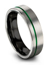 Woman&#39;s 6mm Green Line Wedding Ring Tungsten Carbide Ring for Couples Grey Guys - Charming Jewelers