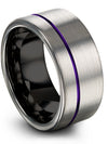 Wedding Band Set for Guy Tungsten Grey Purple Ring Lady Rings and Grey - Charming Jewelers