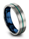 6mm Grey Wedding Ring Man Tungsten Ring Grey Teal Grey over Grey Band - Charming Jewelers