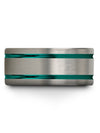 Guy Grey and Teal Wedding Ring Tungsten Engagement Man Bands Set of Rings - Charming Jewelers