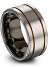 Wedding Rings Sets Him and Wife Tungsten Ring for Guy Grey and Copper Grey - Charming Jewelers