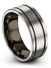 8mm Grey Promise Band Tungsten Guys 8mm 5 Year Ring Band Marriage Gift - Charming Jewelers