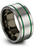 10mm Green Line Ring for Couples Tungsten Wedding Bands
