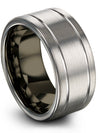 Womans Promise Rings Unique Grey and Grey Tungsten Bands for Mens Wedding Band - Charming Jewelers