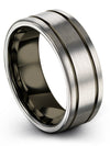 Wedding Bands for Female Sets Grey Gunmetal Polished Tungsten Bands Couple - Charming Jewelers