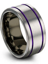 Grey 10mm Wedding Rings Man Grey Purple Tungsten Wedding Band 10mm Grey Band - Charming Jewelers