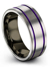 Set Wedding Ring Woman Grey Tungsten Rings Midi Bands for Men Grey Couple Bands - Charming Jewelers