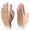 Wedding Ring Set Grey Tungsten Carbide Engraved Grey Rings Set Gift - Charming Jewelers