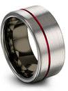 Womans Unique Wedding Ring Tungsten Satin Band for Mens Small Grey Bands Couple - Charming Jewelers