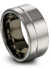 Guy Wedding Jewelry Tungsten Grey Ring for Guys 10mm Couple Engagement Men Ring - Charming Jewelers
