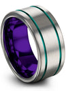 Womans Wedding Bands Unique Grey and Teal Luxury Tungsten Bands Matching - Charming Jewelers