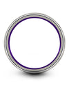 Weddings Ring Grey Tungsten Band for Men Purple Line Mid Bands Grey Promise - Charming Jewelers