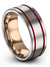 Plain Wedding Band for Wife and His Tungsten Rings Fiance and His Brushed Grey - Charming Jewelers