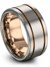 Male Grey Copper Wedding Ring Tungsten Rings for Guy