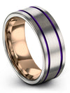 Grey Purple Men Promise Ring Tungsten Carbide Rings for Men&#39;s Engraved Set of - Charming Jewelers