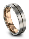 Grey Wedding Bands for Couple 6mm Gunmetal Line Tungsten Band Guys Promise - Charming Jewelers