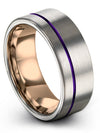 Ladies Wedding Band Purple Line Grey Tungsten Ring 8mm Boyfriend Grey Band Best - Charming Jewelers