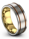 Men&#39;s Grey and Copper Wedding Ring Tungsten Bands Solid Grey Jewelry Best - Charming Jewelers
