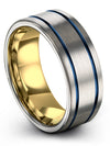 Grey Wedding Rings Band for Guy Tungsten Wedding Ring