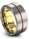 Grey Wedding Sets Wife and Wife Tungsten Band Male Grey Medium Grey Band Couple - Charming Jewelers