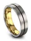 Men&#39;s Promise Ring Grey Tungsten Dainty Ring 6mm Black Line
