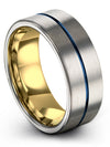 Wedding Ring for Husband and Him Tungsten Grey Blue Simple Ring for Female - Charming Jewelers