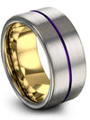Mens Grey and Purple Wedding Ring Wedding Ring for Boyfriend Tungsten Custom - Charming Jewelers