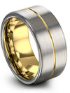 Engraved Wedding Bands for His Grey Tungsten Carbide Bands
