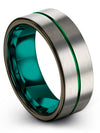 Wedding Rings Grey Green Special Edition Tungsten Ring Plain Rings for Men - Charming Jewelers
