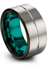 Groove Anniversary Ring for Men&#39;s Tungsten Band Grey for Men Father Grey - Charming Jewelers