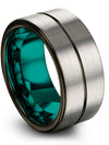 Matching Wedding Rings Grey Tungsten Band Brushed Matching Engagement Guy Bands - Charming Jewelers