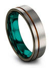 Men&#39;s Wedding Band 6mm Copper Line Tungsten Bands for Womans I Love You Plain - Charming Jewelers