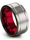 10mm Man Wedding Bands Men&#39;s Wedding Bands Tungsten Grey Ring Sets Present - Charming Jewelers