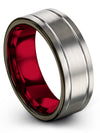 8mm Grey Line Wedding Rings Woman Men Engagement Men&#39;s Rings Tungsten Midi Set - Charming Jewelers