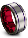 Plain Wedding Ring for Female Grey Tungsten Ring Set Grey Band Men&#39;s Grey - Charming Jewelers