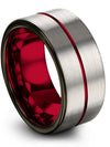 Guys Wedding Rings Grey Groove Tungsten Wedding Bands 10mm Cute Rings for Woman - Charming Jewelers