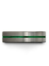 Grey and Green Men Wedding Band Matching Tungsten Band for Couples Grey Green - Charming Jewelers