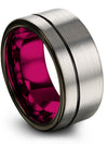 Grey Bands Wedding Tungsten Carbide 10mm Rings for Womans Grey Plated Midi - Charming Jewelers