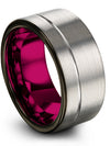 Tungsten Wedding Band Set for Wife and Wife Grey Tungsten