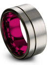 Man Grey Rings Wedding Rings Tungsten Rings for Guys Engagement Matching Band - Charming Jewelers