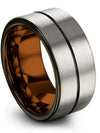 Wedding Band Sets for Her and Fiance Grey Tungsten Wedding Ring for Man 10mm - Charming Jewelers