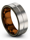 Wedding Band Grey Tungsten 8mm Tungsten Carbide Grey 8mm Ring Guys Birthday - Charming Jewelers