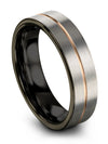 Tungsten Wedding Ring Grey 18K Rose Gold Tungsten Grey Wedding Ring Grey Ring - Charming Jewelers