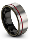 Wedding Rings Set Flat Tungsten Grey Rings Woman&#39;s 8mm Grey Band Mens Present - Charming Jewelers