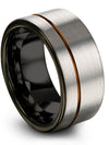 Husband and Boyfriend Wedding Tungsten Bands Natural Finish Grey and Copper - Charming Jewelers